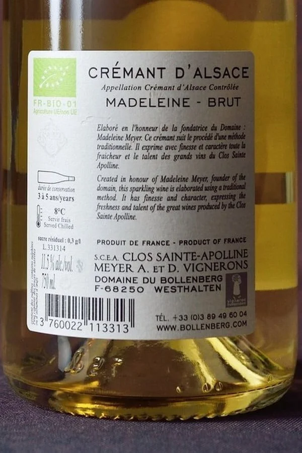 Alsace Crémant Cuvée Madeleine Brut Bio (750ml) - Image 3