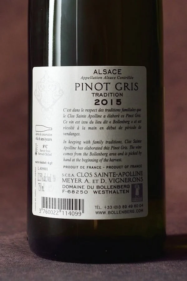 Alsace Pinot Gris Tradition Bio 2015 (carton de 6) – Image 3